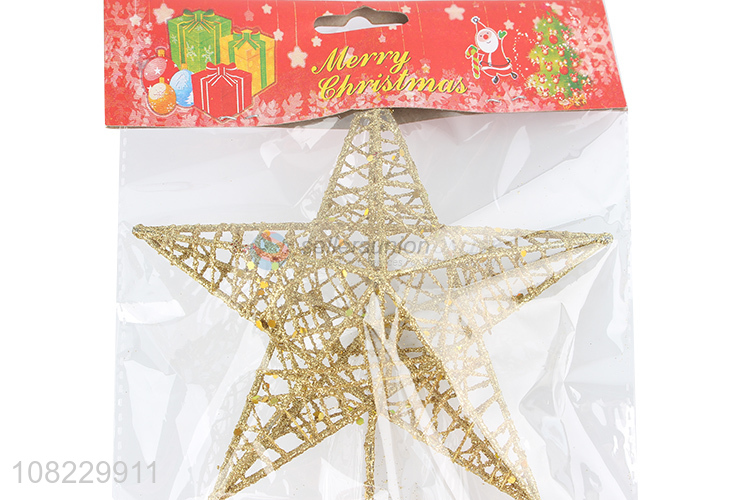 China supplier iron art glitter star tree topper Christmas ornaments