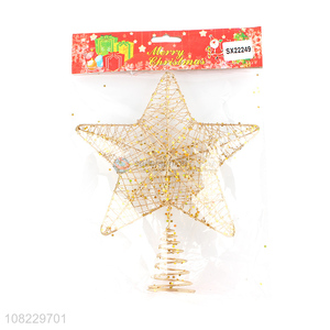 China imports gold glitter hollowed Christmas tree topper star