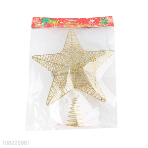 Factory supply Christmas decorations gold iron wire tree topper star