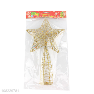 Wholesale glitter wire Christmas tree topper star Xmas decoration