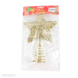 Low price sequin metal wire Christmas tree topper star ornaments