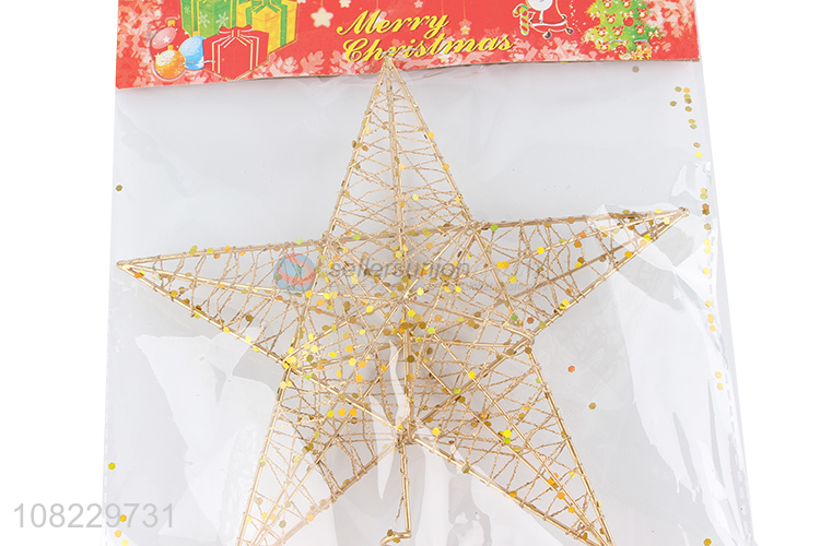 Recent design Christmas treetop ornaments gold metal wire star