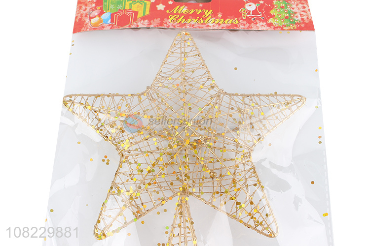 Hot selling Christmas tree ornaments gold metal wire topper star