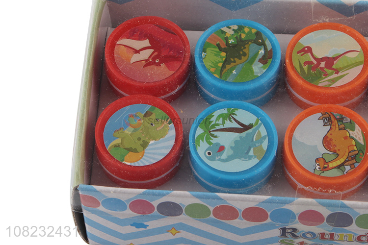 New arrival colourful round dinosaur stamps for children