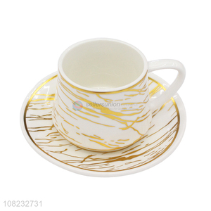 High quality fine ceramic mug and saucer set porcelain latte mugs set