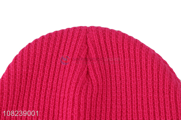 Hot sale bright color women girls winter hat ladies knitted beanies