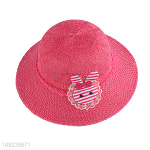 Yiwu supplier pink papyrus hat girls fashion straw hat