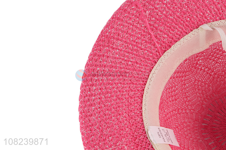 Yiwu supplier pink papyrus hat girls fashion straw hat
