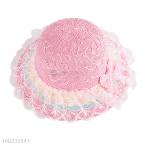 Factory price cute lace straw hat sunhat for summer