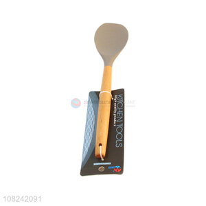 Good quality kitchen bamboo handle silicone frying spatula