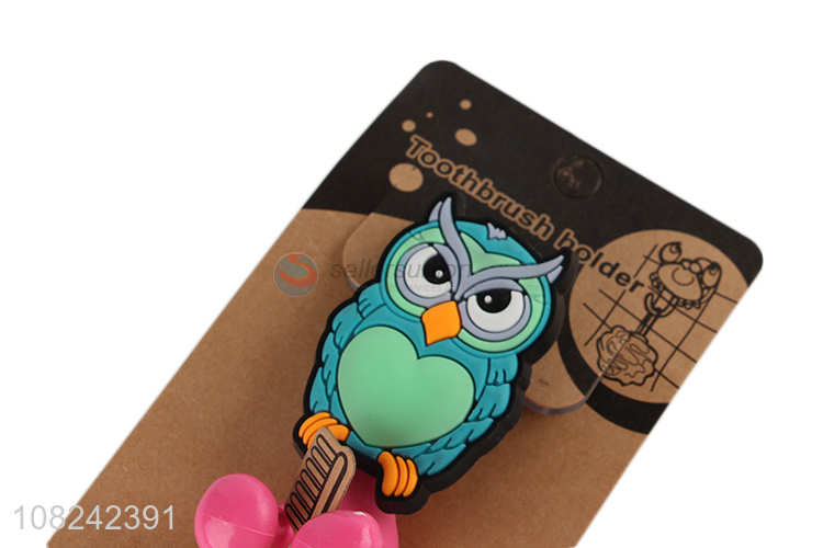 New arrival cute cartoon owl toothbrush holder with suction cup