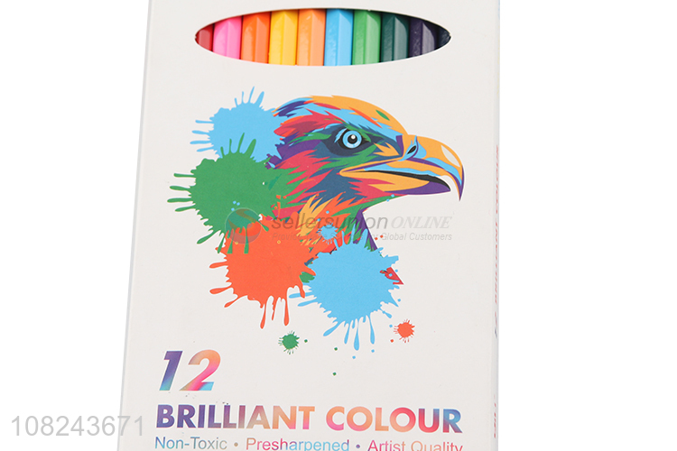 New Arrival 12 Pieces Non-Toxic Water Colored Pencil Set