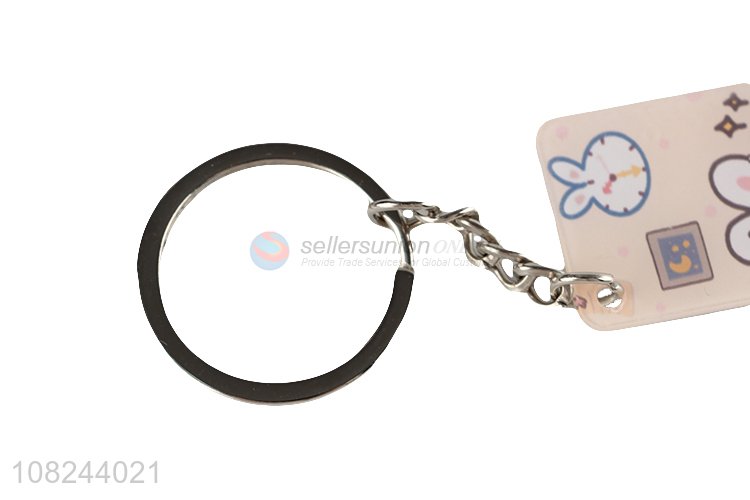 Best selling reusable keychain ring with rectangle pendant