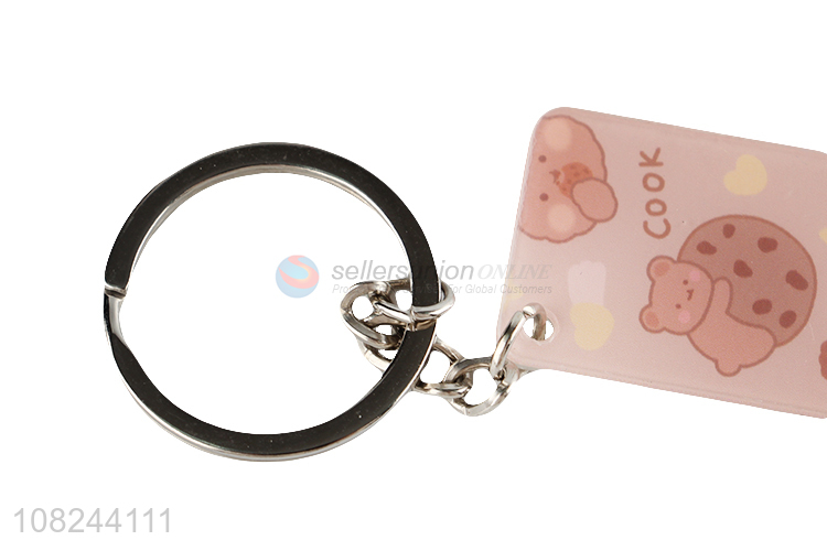 Good selling cute rectangle pendant alloy keychain for bags