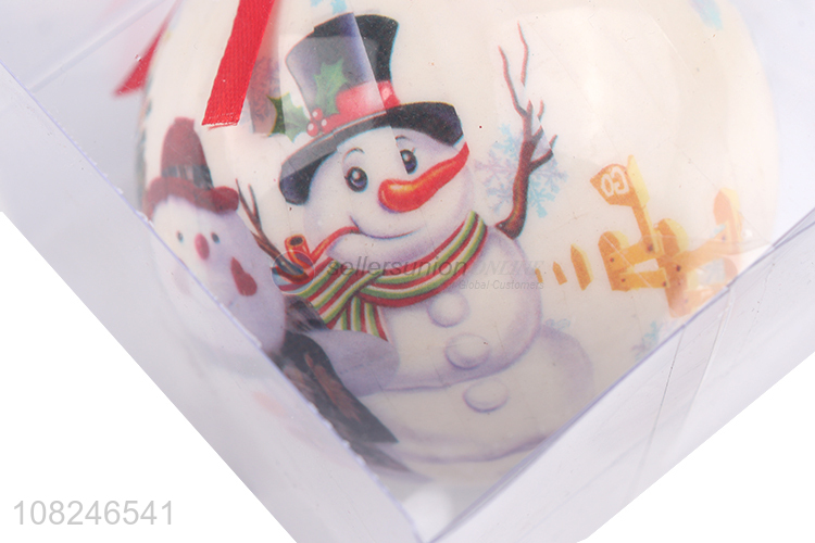 Cute design snowman printed hanging christmas ball for decoration