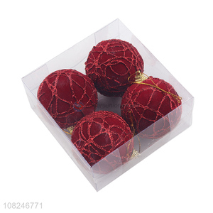 Top selling 4pieces red hanging christmas ball for party decoration