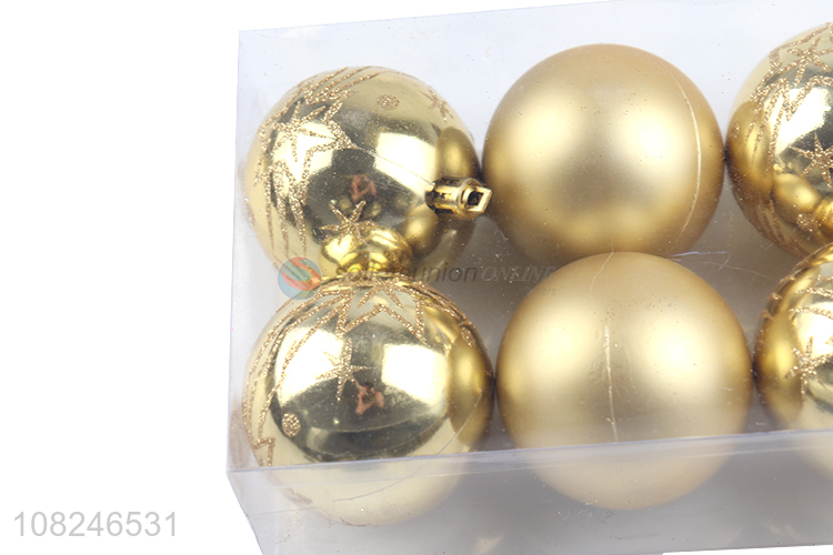 Good quality golden 8pieces hanging ornaments christmas ball