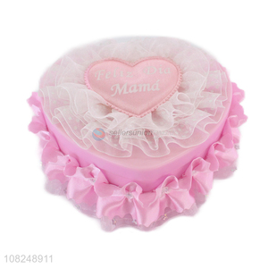 Good selling pink fashion plastic jewelry storage box with lace