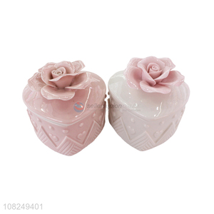 Most popular heart shape ceramic jewelry storage box