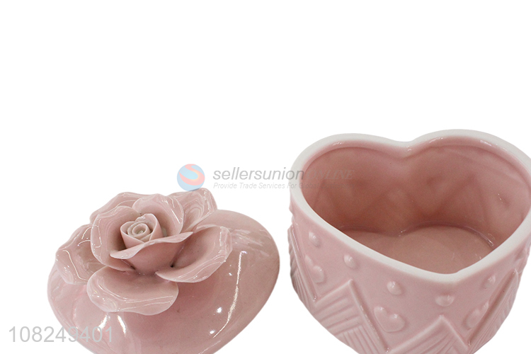 Most popular heart shape ceramic jewelry storage box