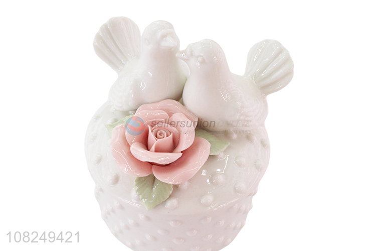 China wholesale delicate design ceramic jewelry box jar
