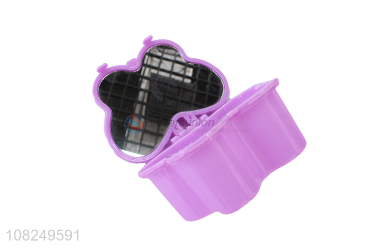 New products plastic butterfly shape jewelry box with mirror