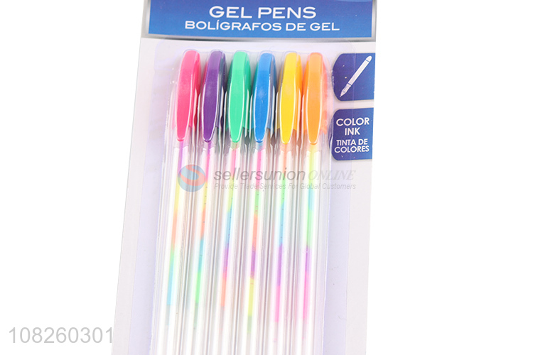 Hot selling 6 pieces rainbow color gel ink pen for DIY photo album