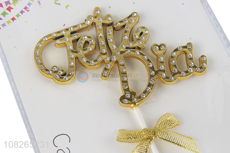 Popular products golden birthday cake topper with top quality
