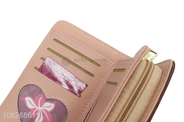 High quality women wallets bifold zipper pocket wallet card case