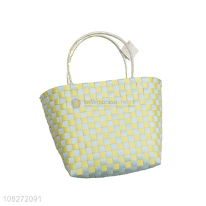 Good quality colorful plastic woven handbag tote bag shopping bag