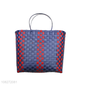 Hot selling colorful summer woven plastic handbag holiday beach bag