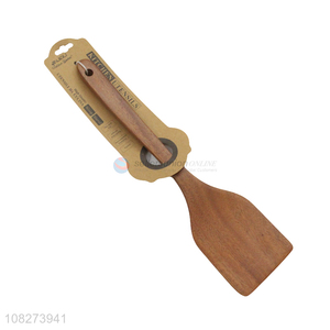 Wholesale mildewproof healthy long handle natural wooden cooking spatula