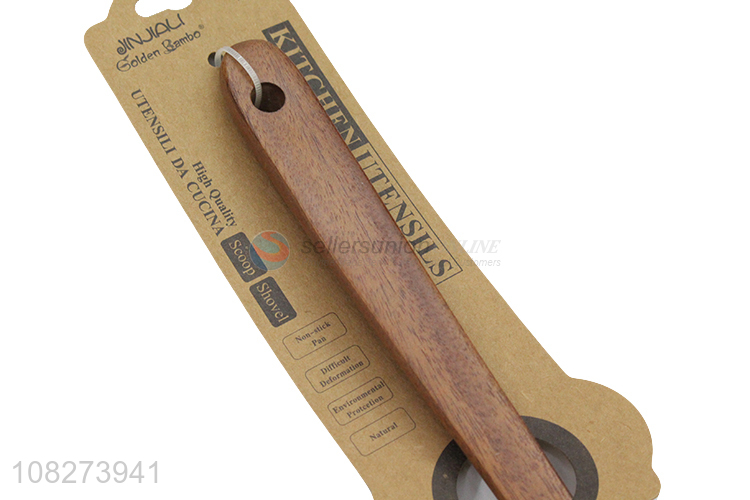 Wholesale mildewproof healthy long handle natural wooden cooking spatula