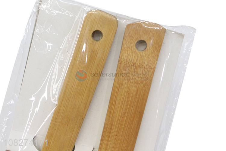 Wholesale bamboo kitchen utensil set bamboo mixing spatula cooking spoon