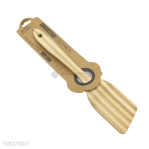 New arrival heat resistant solid turner natural bamboo cooking spatula