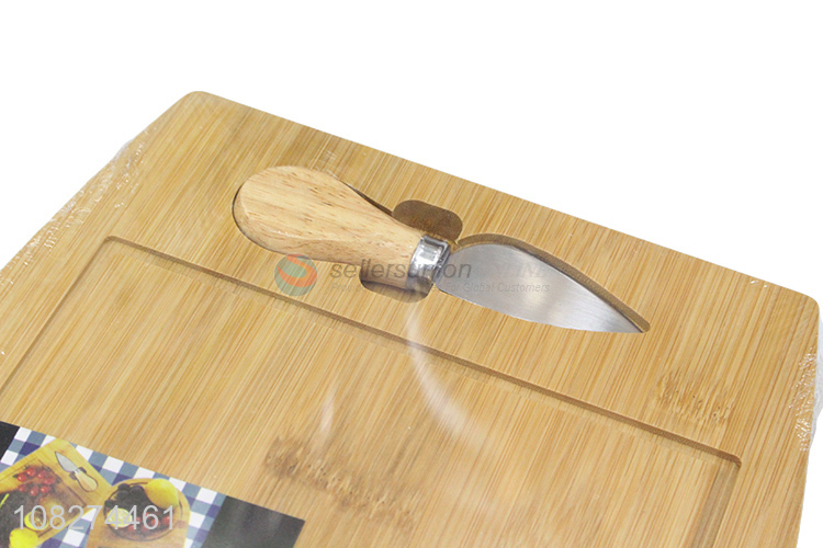 Customized logo bamboo cutting board bamboo cheese board and knife set