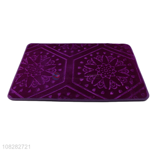 Wholesale fashion embossed flannel bath mat anti-slip bathroom rug