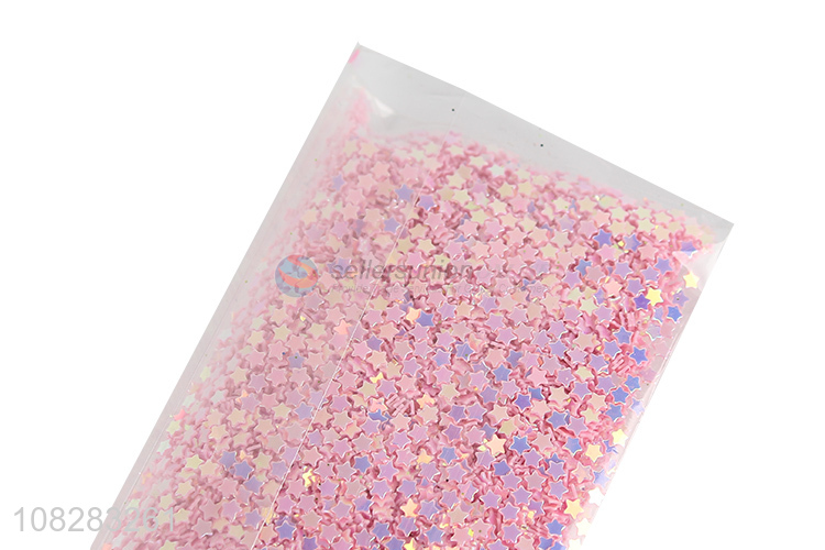 Best Quality 3Mm Glitter Pink Pentacle Nail Decals Sequins