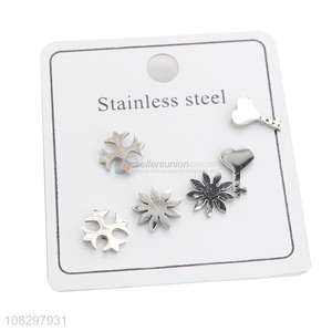 Latest design trendy small stainless steel stud earrings set