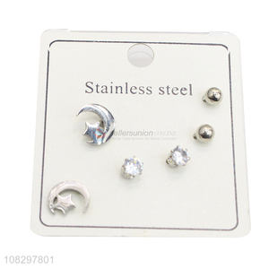 Good price chic stainless steel stud earrings set for girls