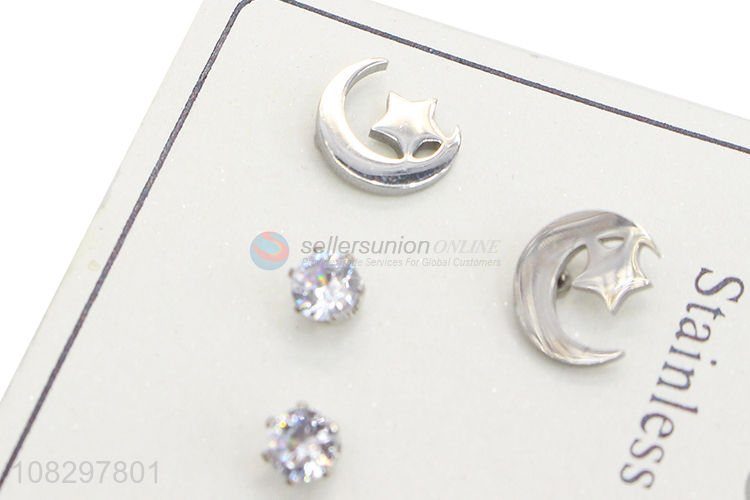 Good price chic stainless steel stud earrings set for girls