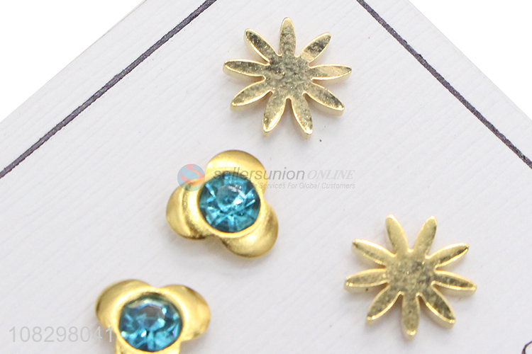 China supplier trendy piercing stainless steel stud earrings set