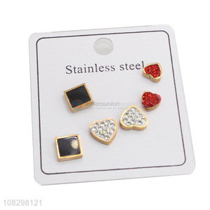 Bottom price chic stainless steel stud earrings enamel earrings