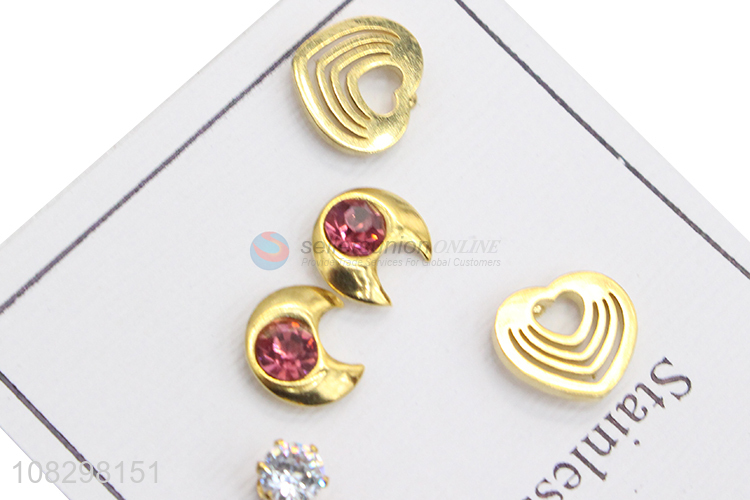 Good price chic personalized stainless steel stud earrings set