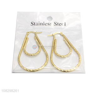 Hot products stainless steel big textured statement earrings