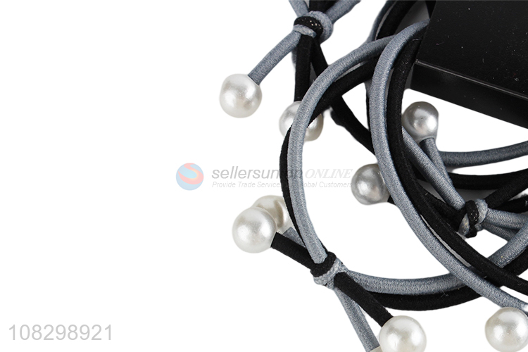 High quality fashion pearl hair rope girls hair ring for sale