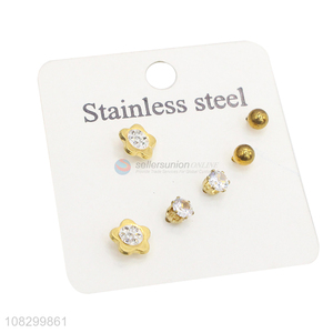 Top Quality Fashion Stainless Steel Stud Earrings Ear Stud Set