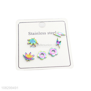 Fashion Colorful Earrings Stainless Steel Ear Stud Set