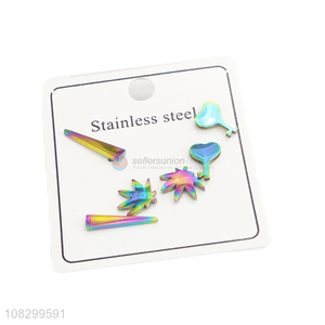 Newest 3 Pairs Stainless Steel Ear Stud For Girls