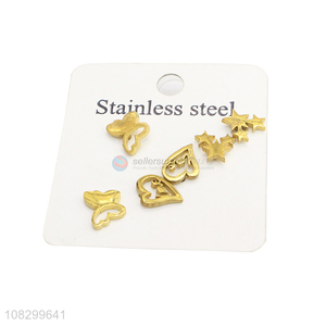 Good Sale Fashion Jewelry 3 Pairs Ear Stud Set